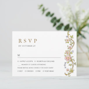 Cartão RSVP Casamento de Frame Floral, Ornamentado Vitoriano G