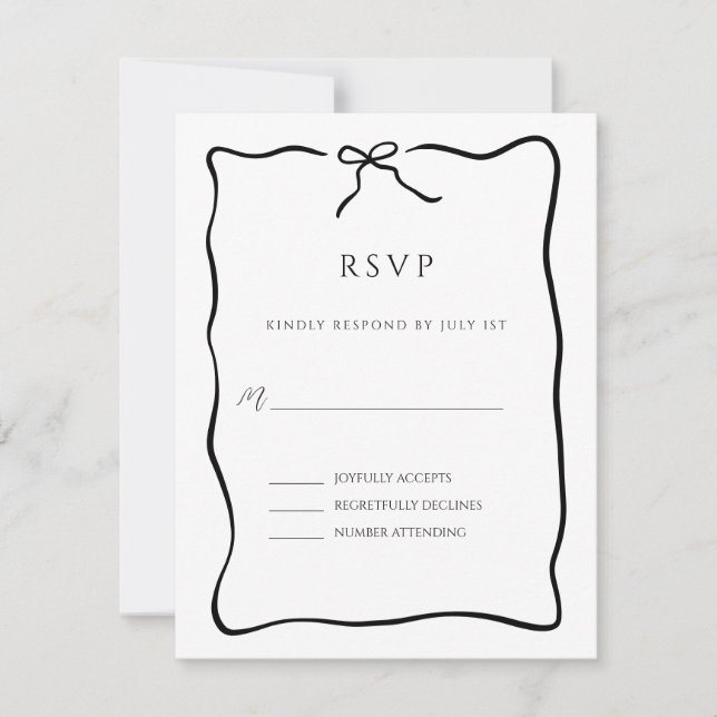 Cartão RSVP Casamento de Fronteira de Script Whimsical (Frente)
