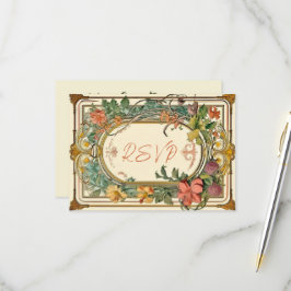 Cartão RSVP Casamento de fronteira vitoriana do Ornamentado
