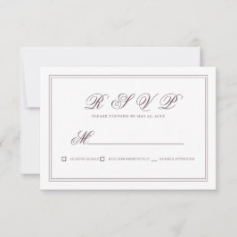 Cartão RSVP Casamento de Gabinete Clássico Elegante