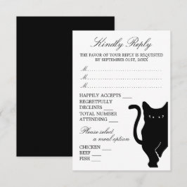 Cartão RSVP Casamento de Gatos Negra Brancos Modernos