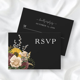 Cartão RSVP Casamento de Girassóis Florais Elegantes