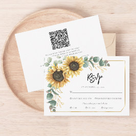 Cartão RSVP Casamento de Girassol com Script Botânico Floral