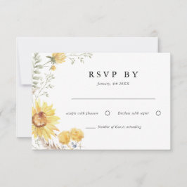 Cartão RSVP Casamento de Girassol no Verão Tardio