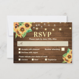 Cartão RSVP Casamento de Girassol Rústico Outono Bridal Shower