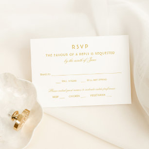 Cartão RSVP Casamento de Glamor Dourado Elegante
