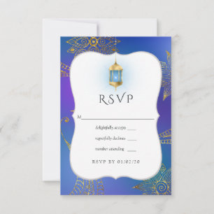 Cartão RSVP Casamento de Gold Foil Arabian Bollywood