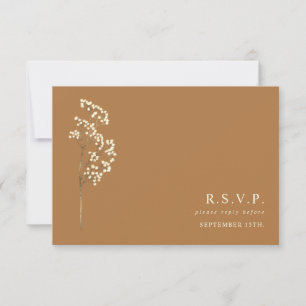 Cartão RSVP Casamento De Goldeno Botânico De Gypsophila Stem