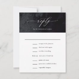 Cartão RSVP Casamento de Gótico Negro de Glam Moderno Elegante