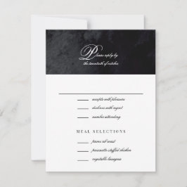 Cartão RSVP Casamento de Gótico Negro de Script Simples Elegan