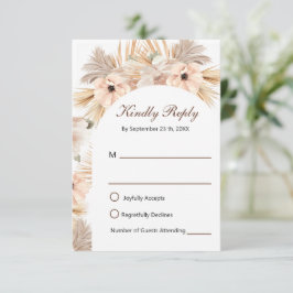 Cartão RSVP Casamento de Grama de Pampas de Meia Arco Moderna