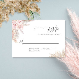 Cartão RSVP Casamento de Grass Boho de Rosas Botânicas