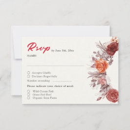 Cartão RSVP Casamento de Grass de Pampas Florais Boho Rosa