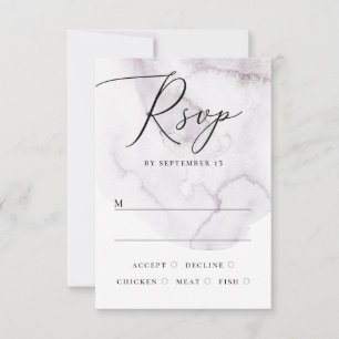 Cartão RSVP Casamento de guião roxo empoeirado com coloração a