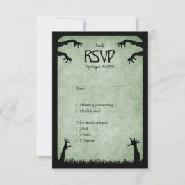 Cartão RSVP Casamento de Halloween de Zombie Horror