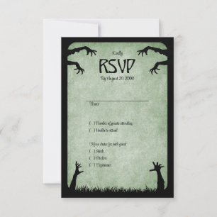 Cartão RSVP Casamento de Halloween de Zombie Horror
