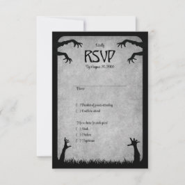 Cartão RSVP Casamento de Halloween de Zombie Horror