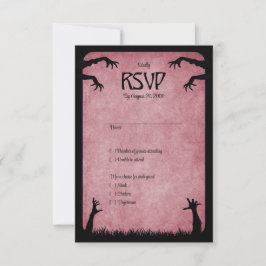 Cartão RSVP Casamento de Halloween de Zombie Horror