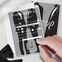 Cartão RSVP Casamento de Homens Gay Modernos Elegantes