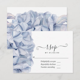 Cartão RSVP Casamento de Hortênsias Azuis