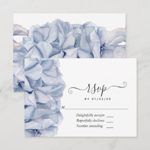 Cartão RSVP Casamento de Hortênsias Azuis