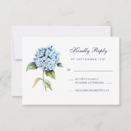 Cartão RSVP Casamento de Hydrangea Azul Floral
