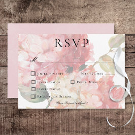 Cartão RSVP Casamento de Hydrangea Blush Moderno Cor-de-Rosa