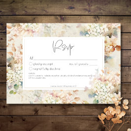 Cartão RSVP Casamento de Hydrangeas Neutrais Românticas