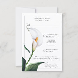 Cartão RSVP Casamento de Ilegante Ivory White Calla Lily