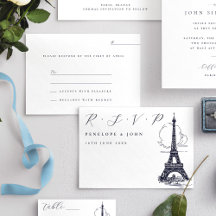 Casamento de Ilustração de Torre Eiffel com Script