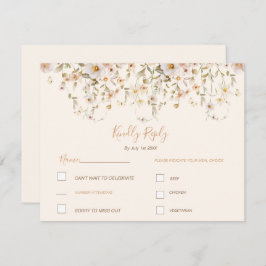 Cartão RSVP Casamento de Ivory e Blush Wildflower