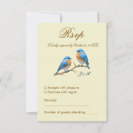 Cartão RSVP Casamento de Ivory Pastel Lovebird Romântico Blueb