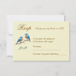 Cartão RSVP Casamento de Ivory Pastel Lovebird Romântico Blueb