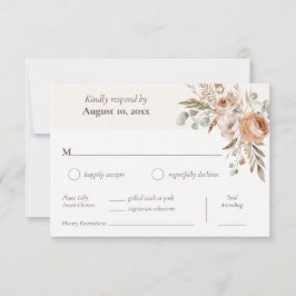 Cartão RSVP Casamento de Janto de Boho Floral de Tonelada Leve