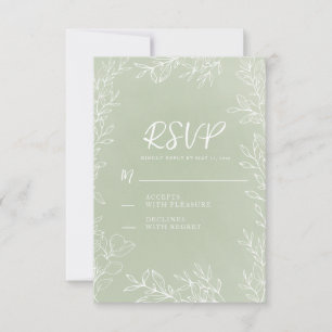 Cartão RSVP Casamento de Jardim Botânico Branco Sage