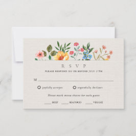 Cartão RSVP Casamento de Jardim Botânico de Flores Selvagens