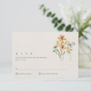 Cartão RSVP Casamento de Jardim Botânico de Flores Selvagens