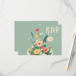 Cartão RSVP Casamento de Jardim Botânico de Flores Selvagens