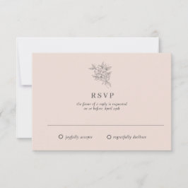 Cartão RSVP Casamento de Jardim Botânico Elegante Rosa Cor-de-