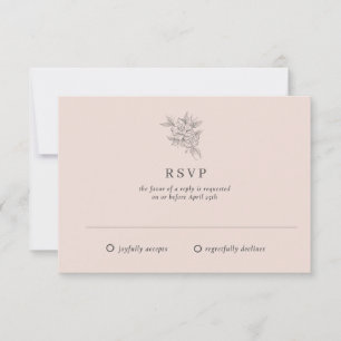 Cartão RSVP Casamento de Jardim Botânico Elegante Rosa Cor-de-