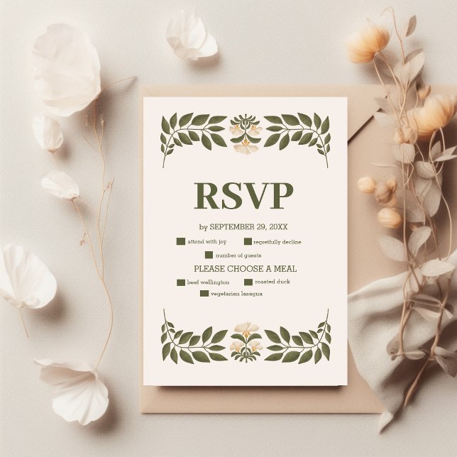 Cartão RSVP Casamento de Jardim Botânico Simples de Flores Sel (Criador carregado)