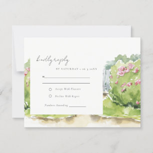 Cartão RSVP Casamento de Jardim de Algodão de Aquarela Pastel 