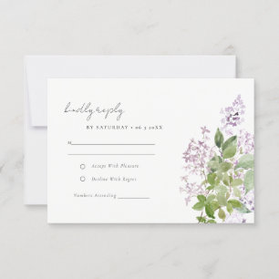Cartão RSVP Casamento de Jardim de Algodão Floral Chic Lilac
