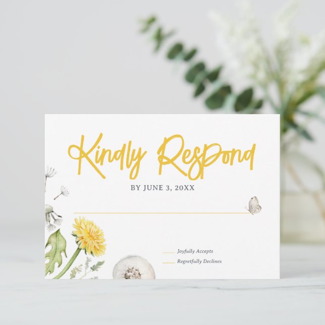 Cartão RSVP Casamento de Jardim de Flores Selvagens (Em pé/Frente)