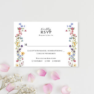 Cartão RSVP Casamento de Jardim de Flores Selvagens Elegante