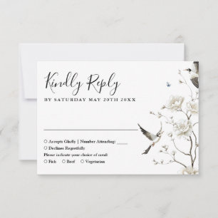 Cartão RSVP Casamento de Jardim Floral Elegante Chinoiserie