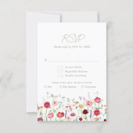 Cartão RSVP Casamento de Jardins Florais de Campo Russo de Flo