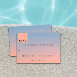 Cartão RSVP Casamento de laranja azul-chic legante