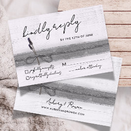 Cartão RSVP Casamento de Lavanda de madeira Rustic Boho Eco Fa