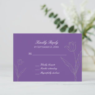 Cartão RSVP Casamento de lavandas e Cinzas com Tulipas Minimal
